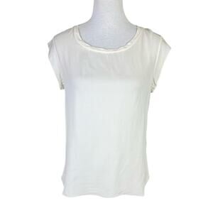 3.1 Phillip Lim 100% Silk Solid Ivory White Short Sleeve Blouse